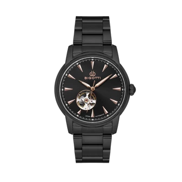 BIGOTTI MILANO Raffinato Open Heart All Black Automatic férfi karóra BG110632-5